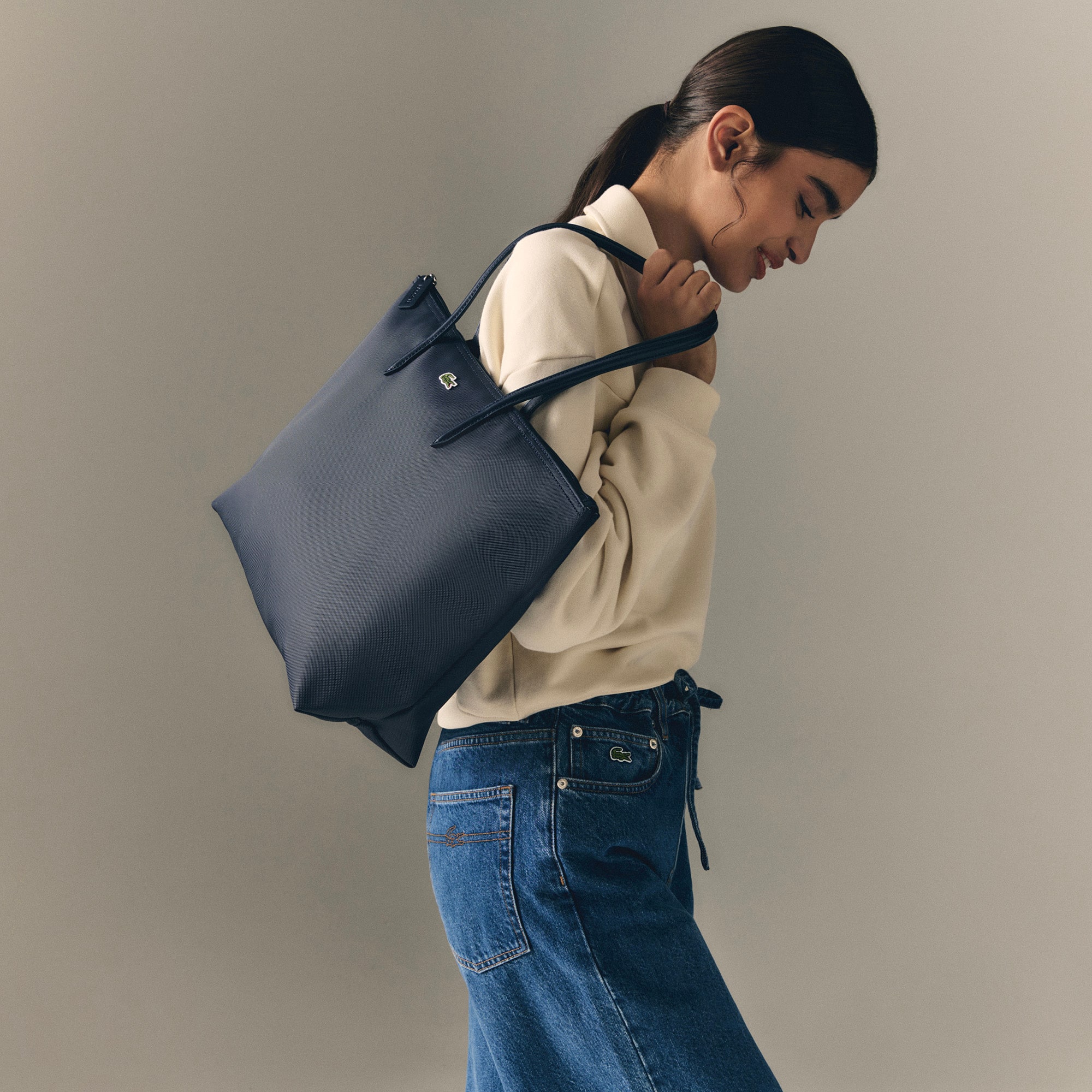 ★LACOSTE★ Women's L1212 Small Shopper Bag Navy NF1888P55G1 Women's L.12.12 Concept Vertical Tote - Bags - New In 2025