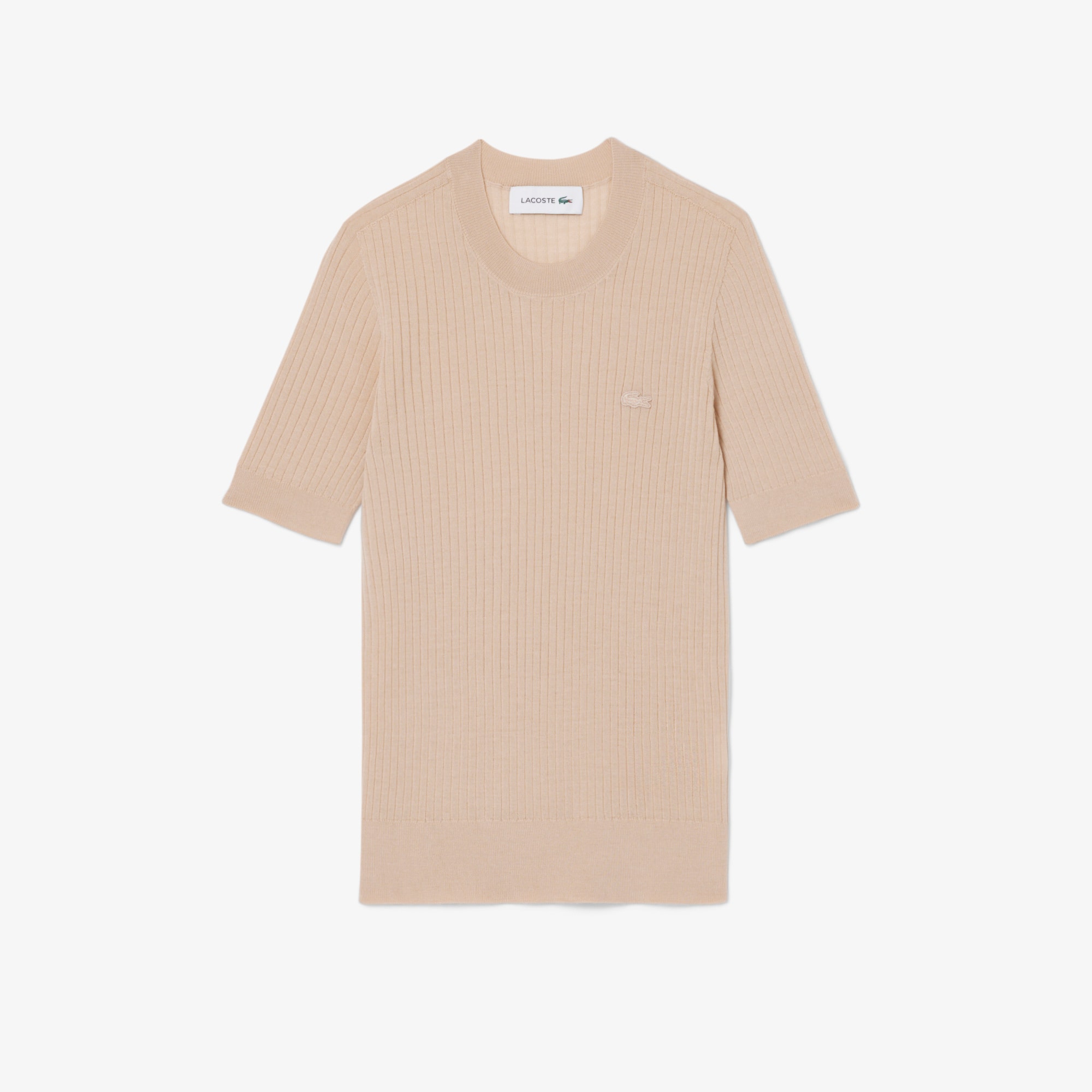 Women's Short Sleeve Merino Wool Rib Knit Sweater