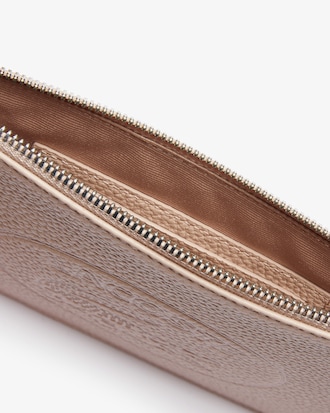 Pochette zipp&eacute;e Croco Crew en cuir grain&eacute;