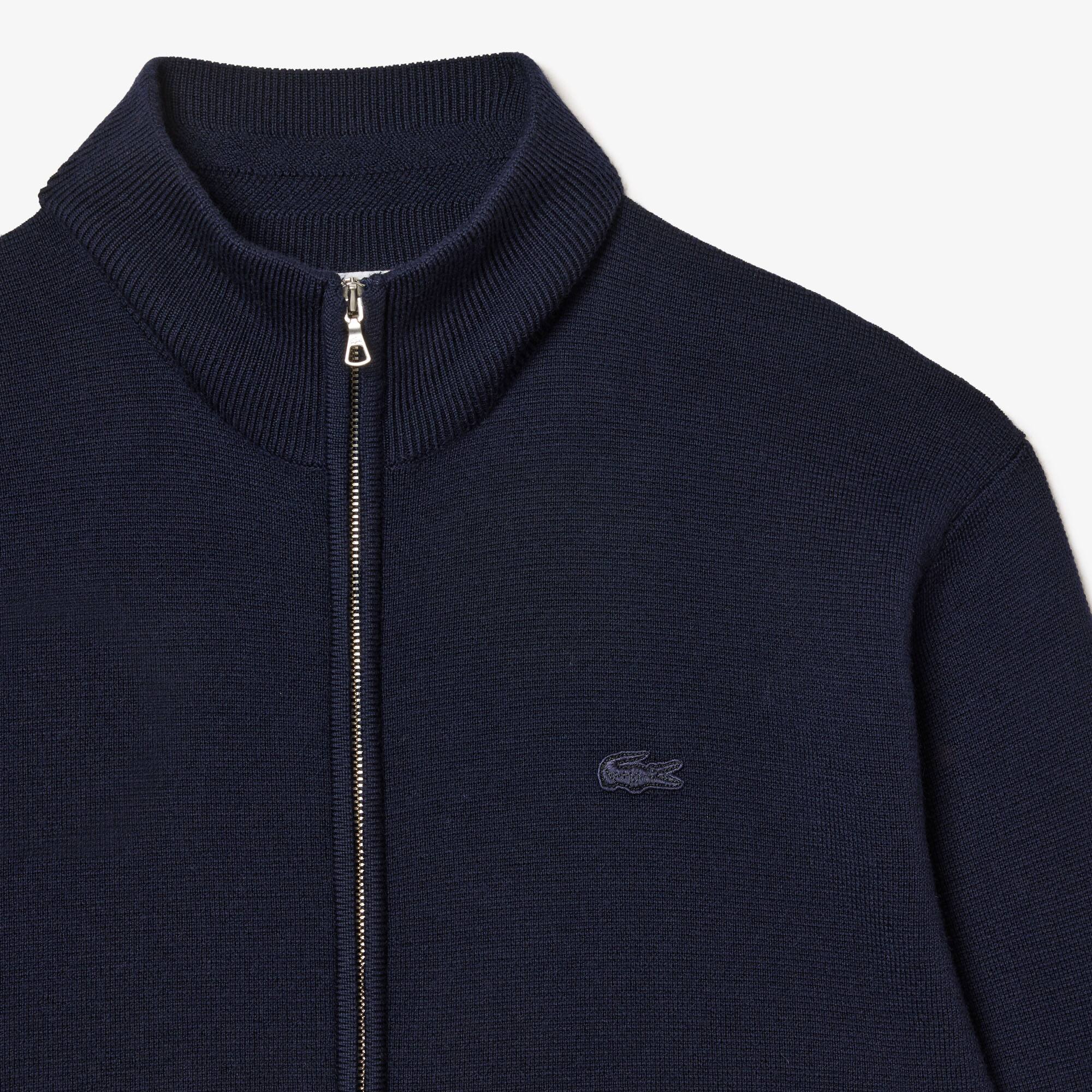 Men's High-Neck Zip-Up Wool Cardigan - Sweaters & Sweatshirts
