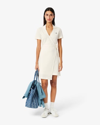 Vestido cruzado de minipiqu&eacute; el&aacute;stico para mujer