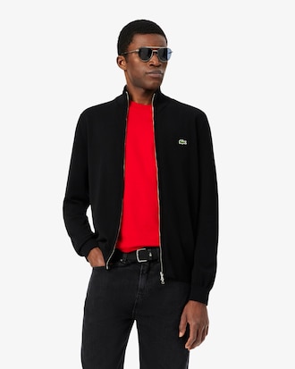 Men's Zip-Up High-Neck Cotton Sweater