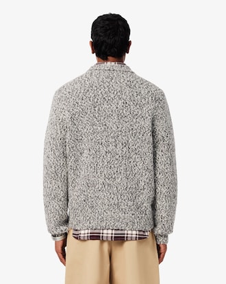 Zipped Mercerized Wool Knit Sweater