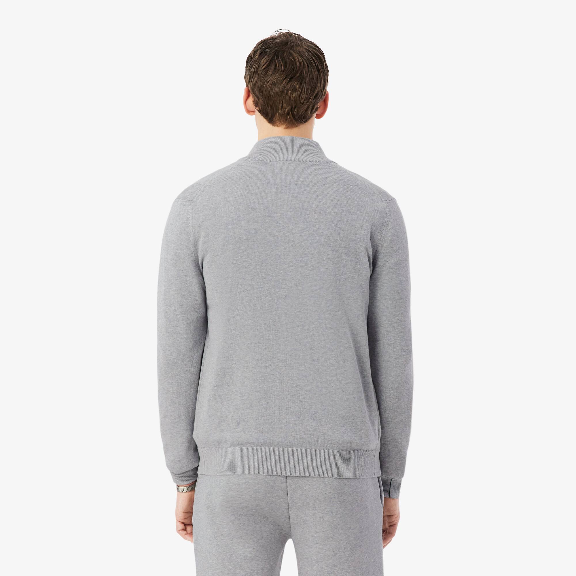 Men's Zip-Up High-Neck Cotton Sweater - Sweaters & Sweatshirts