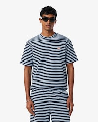 T-shirt coton textur&eacute; ray&eacute;