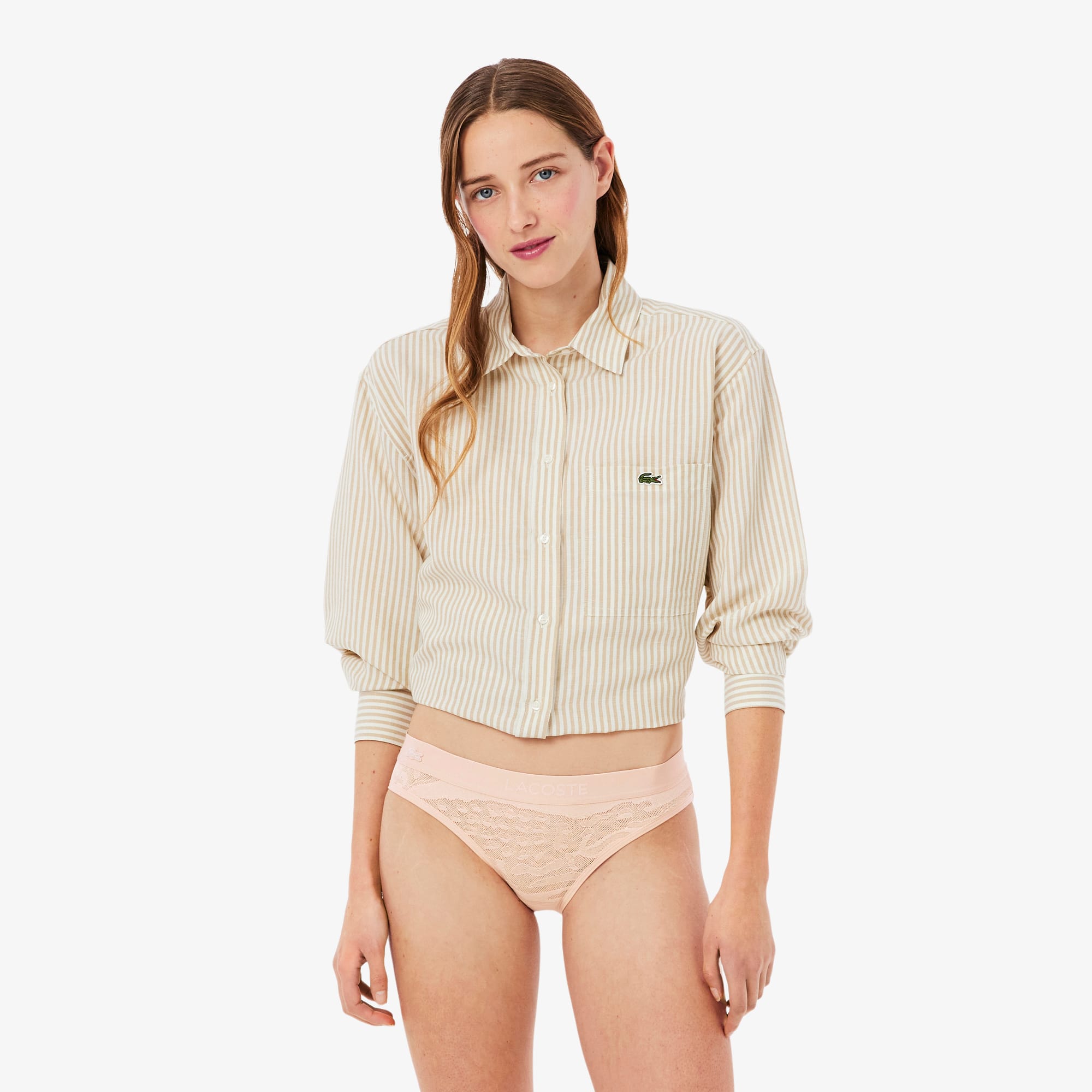 Lacoste Branded Waist Mesh Briefs In White