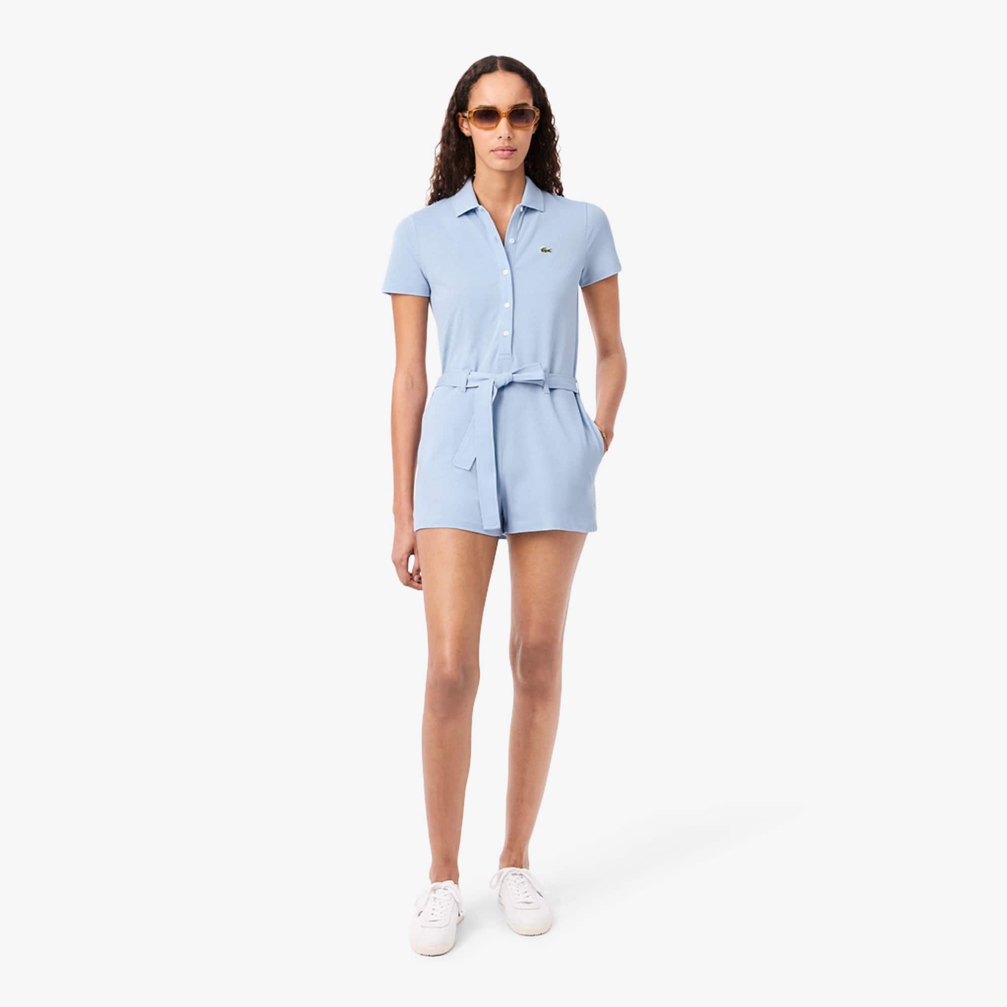 Stretch Piqué Polo Collar Romper