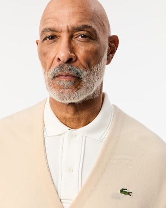 Cardigan homme Lacoste relaxed fit boutons ton sur ton en laine
