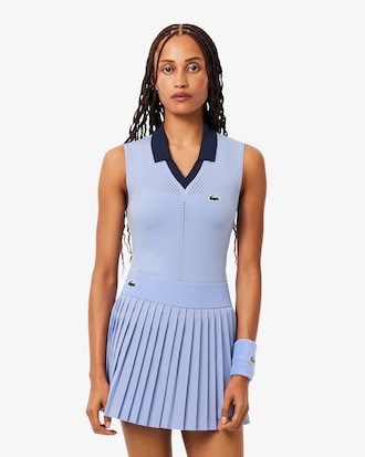 Polo De Tenis De Punto El&aacute;stico Sin Mangas Para Mujer