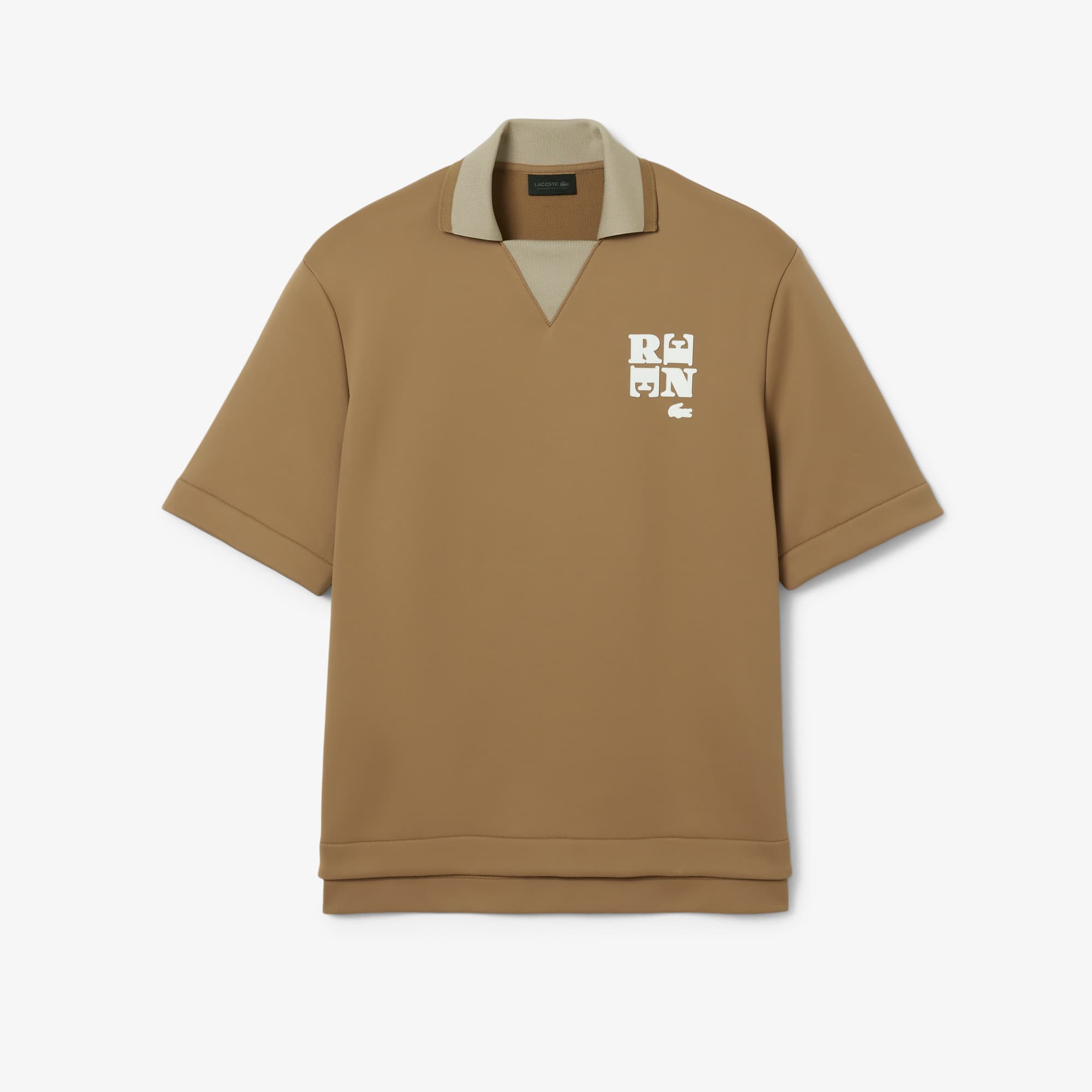 Runway Badge Accent Oversized Satin Polo Shirt