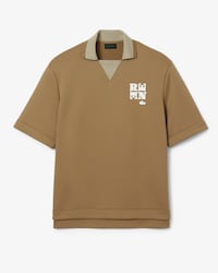 Runway Badge Accent Oversized Satin Polo Shirt
