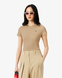 Playera de Corte Slim de Algod&oacute;n Acanalado para Mujer