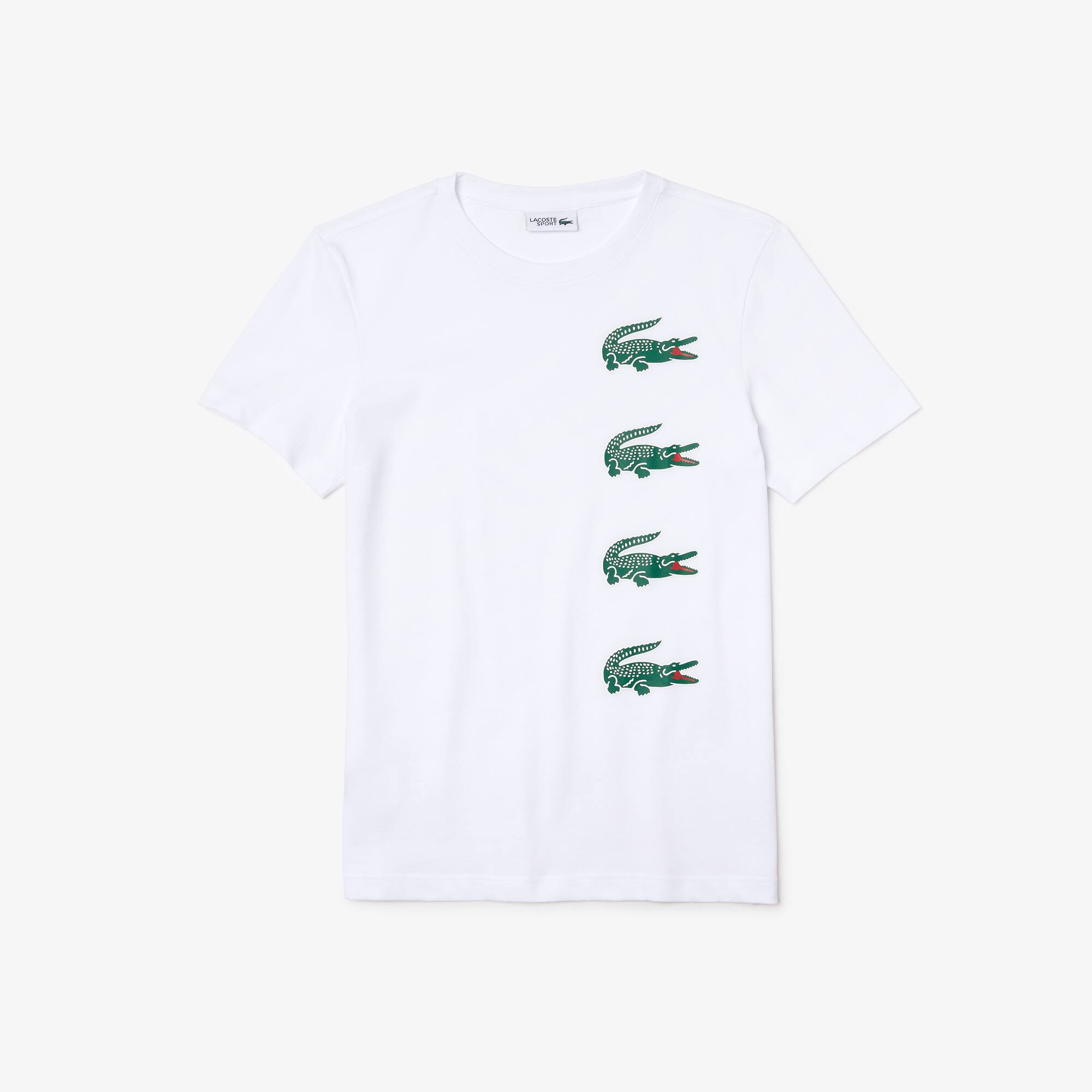 Tシャツ・カットソー LACOSTE Men T Shirts TH6709001 White Embroidered Lacoste Men's White Crew Neck Pima Cotton T