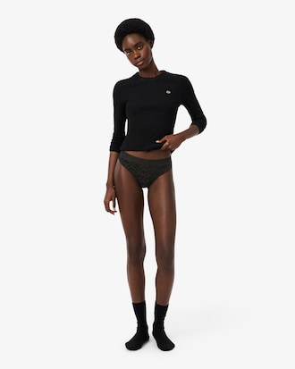 Logo Waist Lacy String Briefs