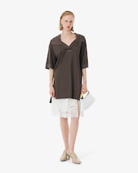 Runway Silk Piqu&eacute; Polo Collar Dress