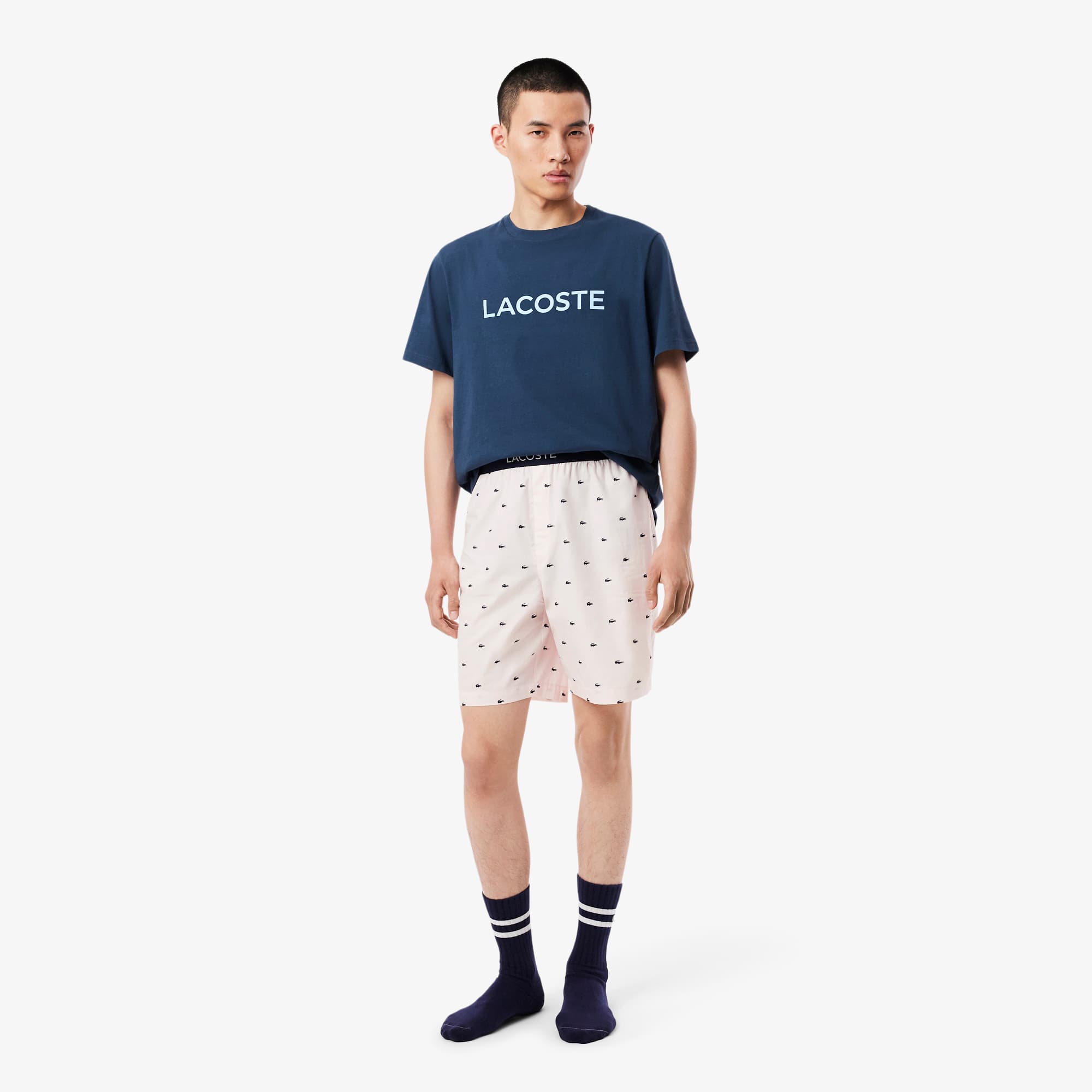 Lacoste Men's Printed Poplin Pajama Shorts