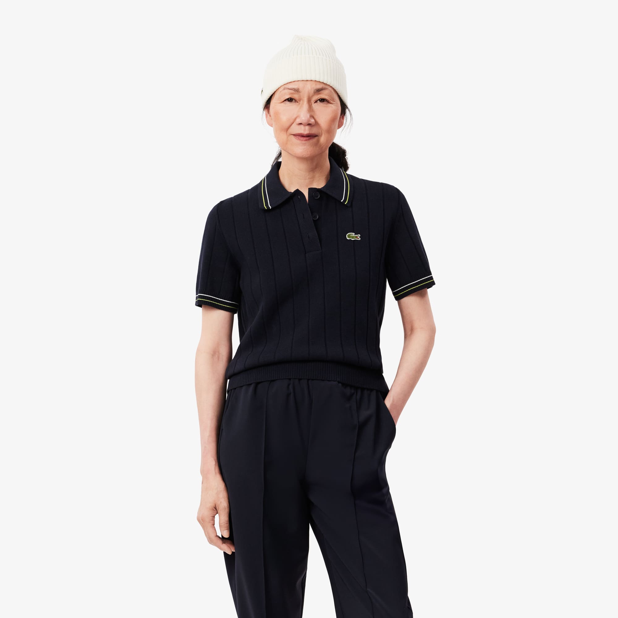 Women's Made In France Ribbed Cotton Polo - Sweaters