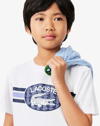 Boys' Monogram Print Cotton T-Shirt