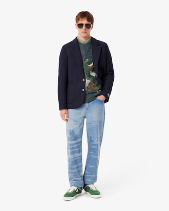 Su&eacute;ter De Punto Trenzado Con Intarsia De Cocodrilo