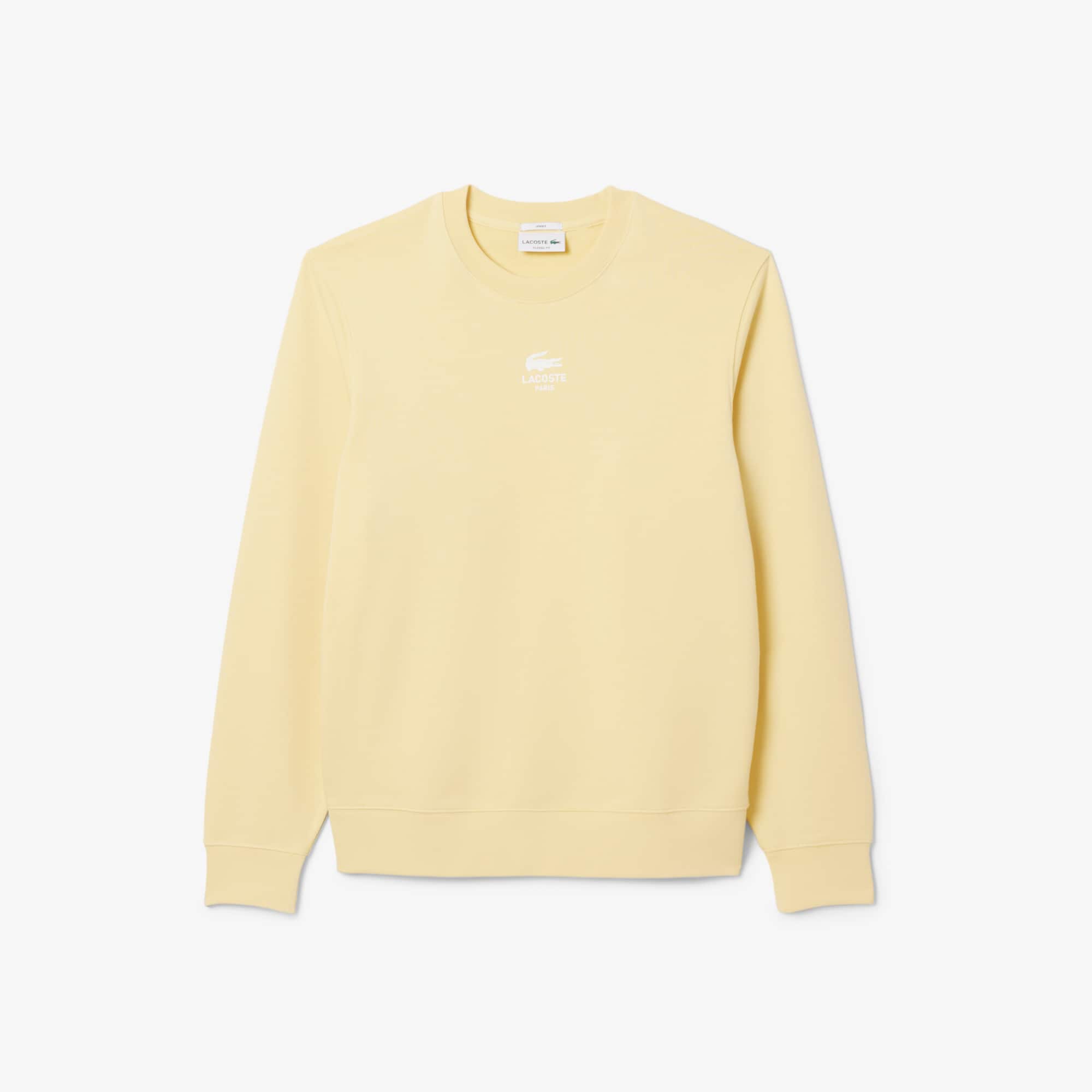 Lacoste Unisex Printed Fleece Sweatshirt - M In Yellow