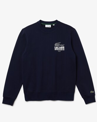 Men's Crocodile Branding Crew Neck Fleece Sweatshirt