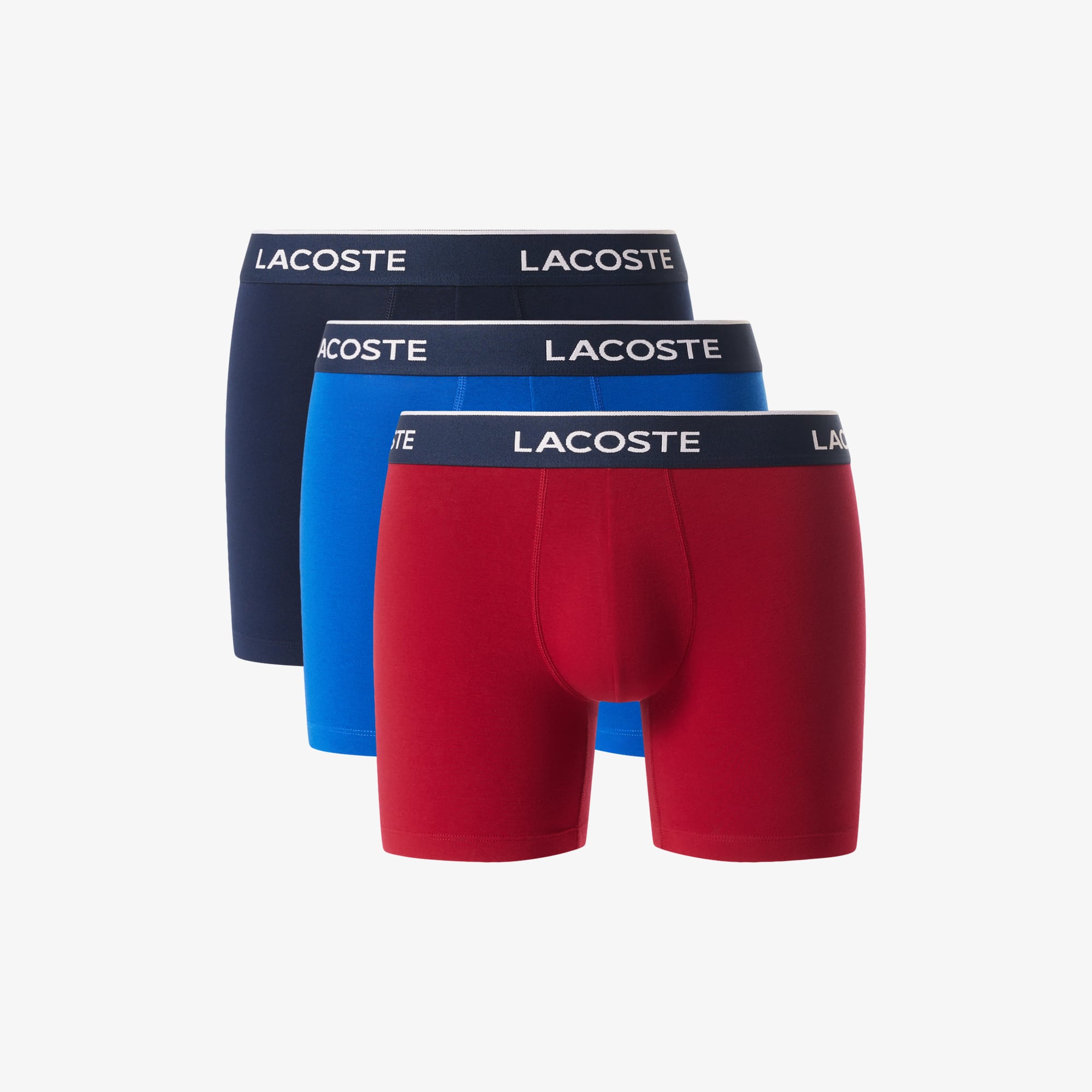 Lacoste Men's 3-pack Stretch Cotton Boxer Briefs - Xl In Red