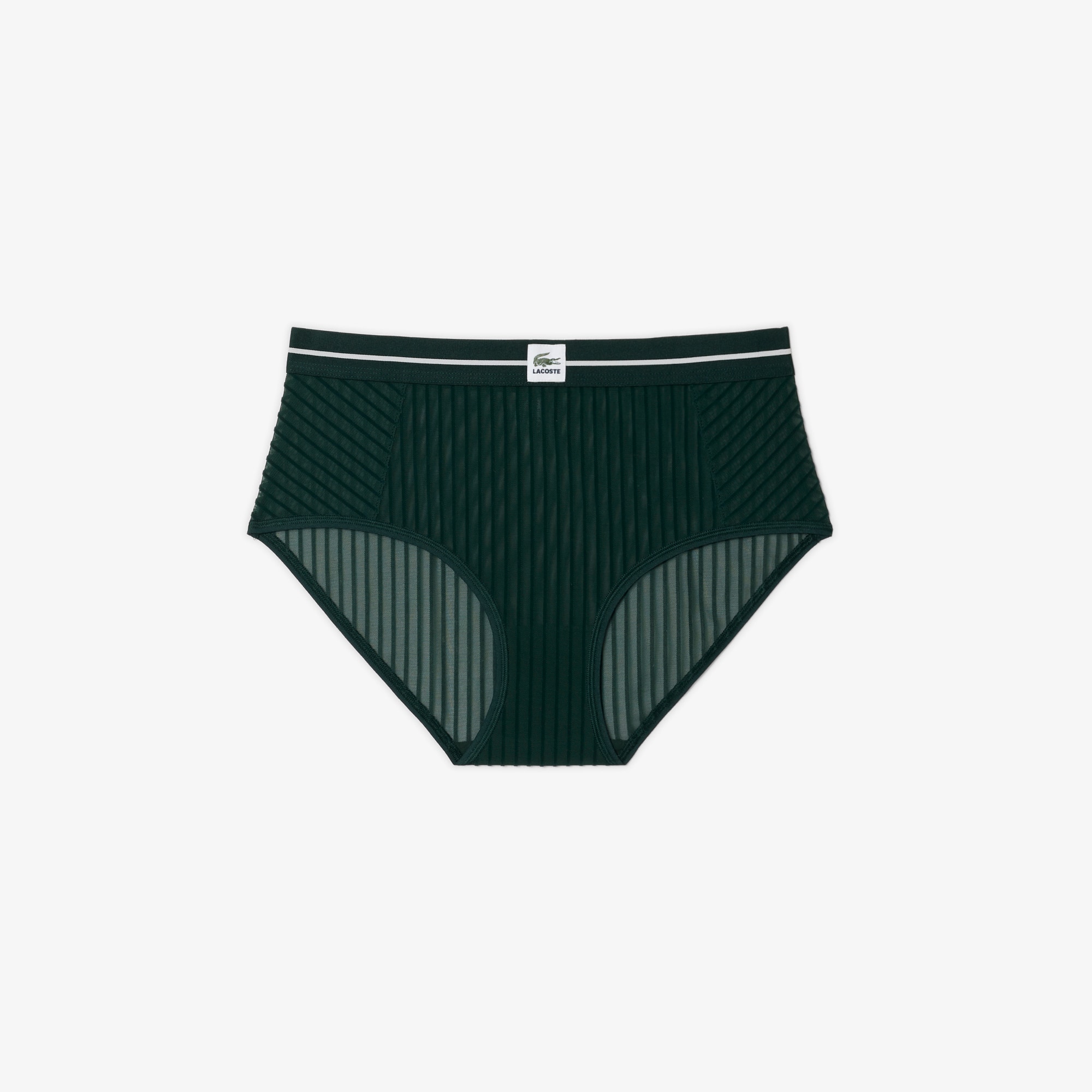 High Waist Velour Stripe Mesh Briefs