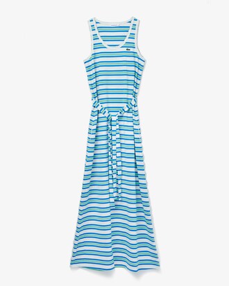 Vestido largo sin mangas de algod&oacute;n a rayas para mujer