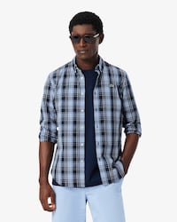 Slim Fit Gingham Print Stretch Poplin Shirt