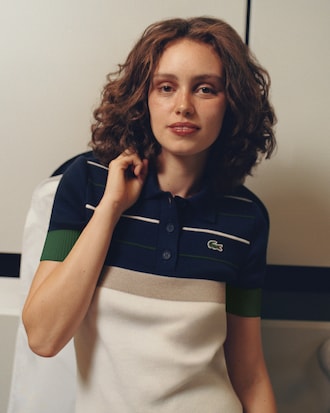 Women's Made In France Striped Polo Collar Sweater