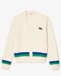 Unisex Cable Knit Striped Cardigan