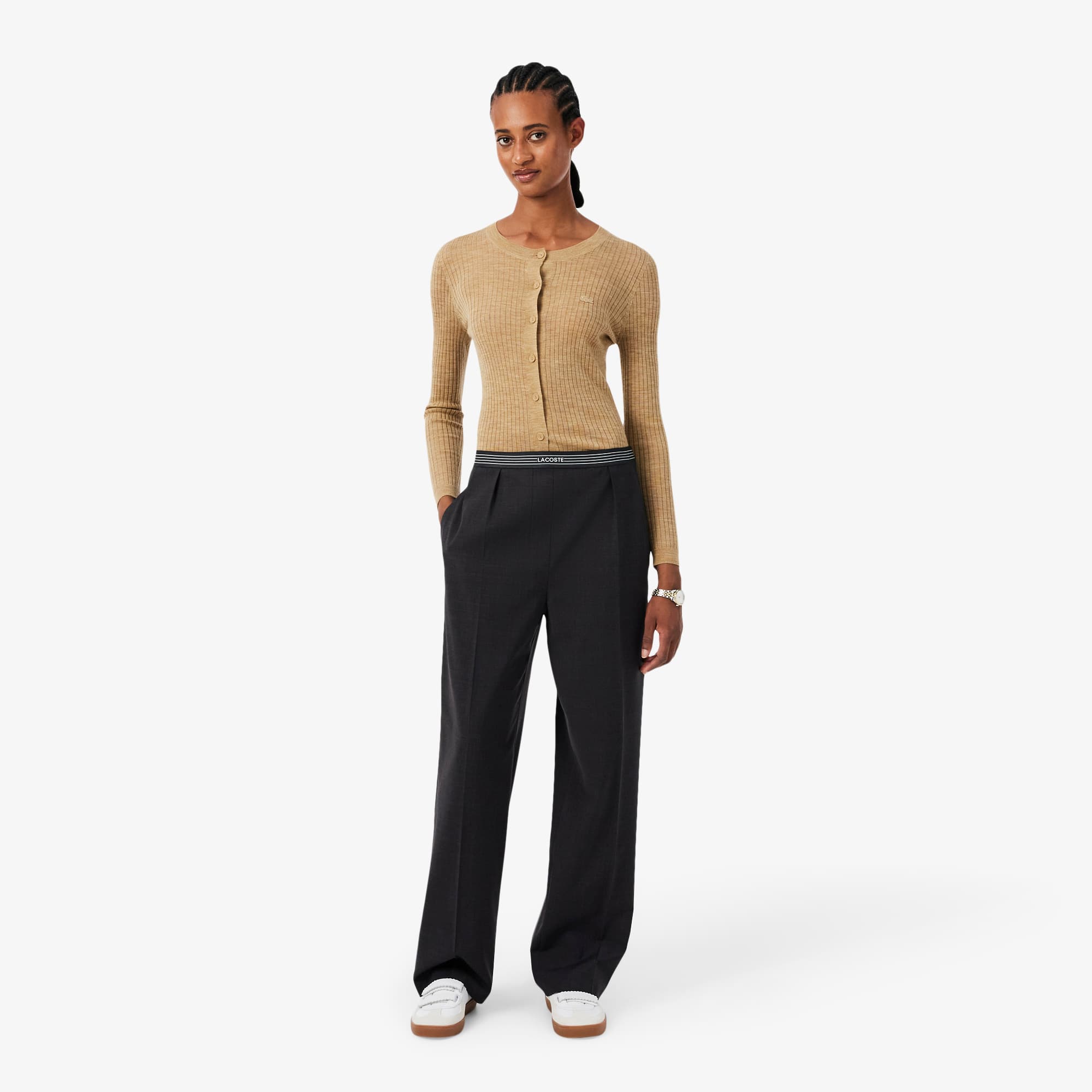 Oversized Wool Blend Pleated Pants