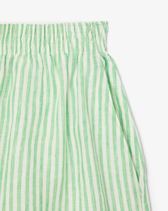 Pantalones cortos de lino a rayas de corte relajado para mujer