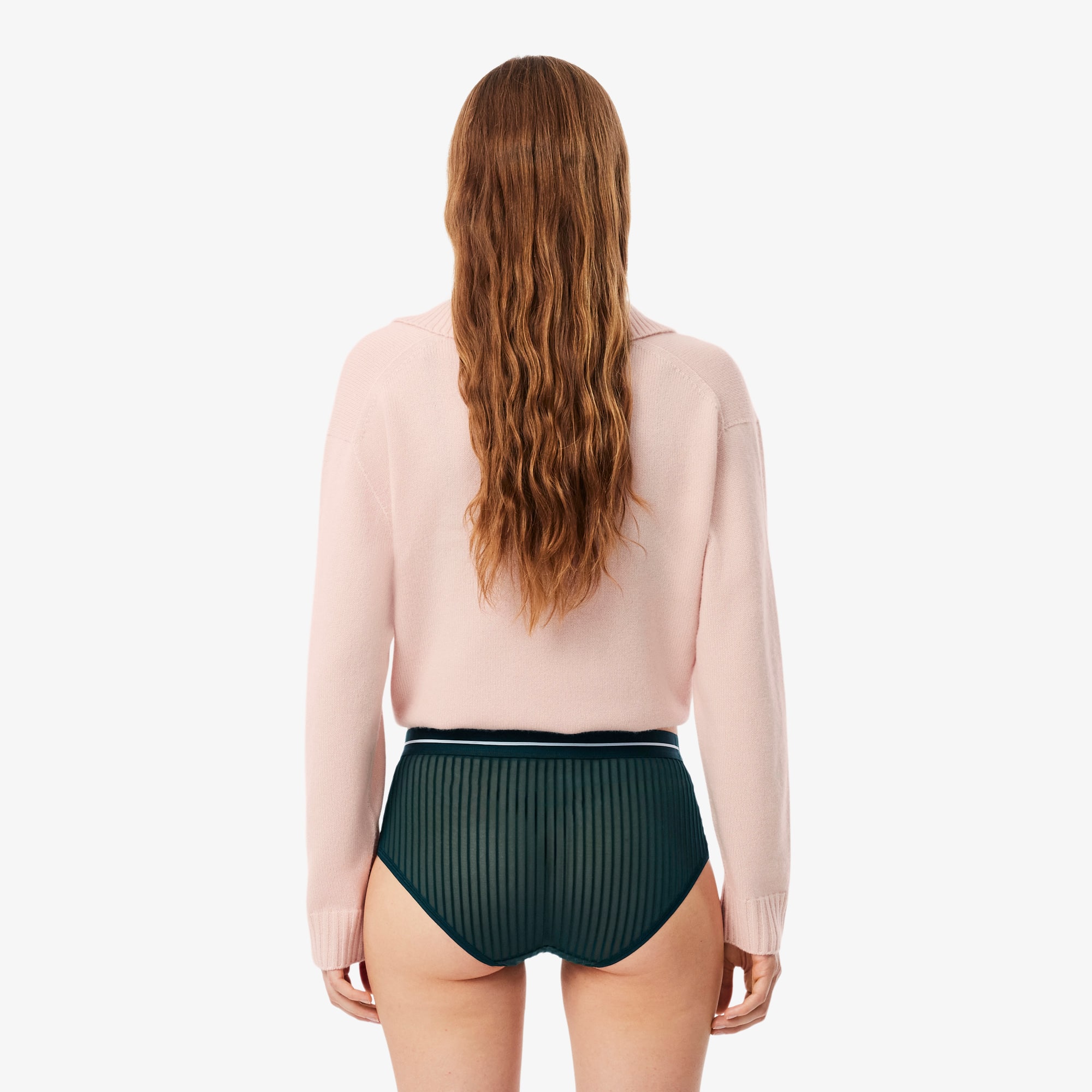 High Waist Velour Stripe Mesh Briefs