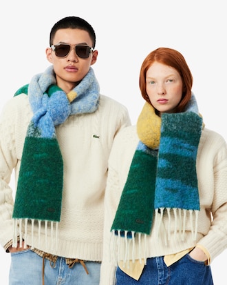 Unisex Landscape Motif Alpaca Wool Scarf