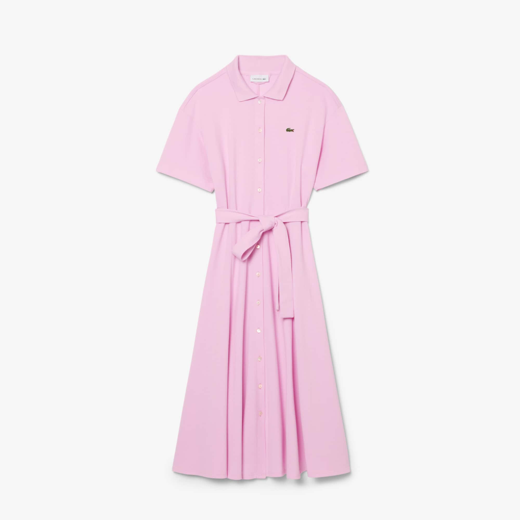 Lacoste Women's Flared Mini-piqué Polo Dress - 34 In Pink