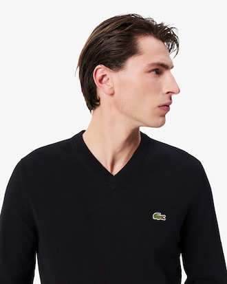 Suéter de algodón con cuello en V para hombre