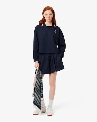 Oversized Polo Collar Piqu&eacute; Sweatshirt
