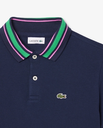 Kids' Stripe Collar Petit Piqué Polo
