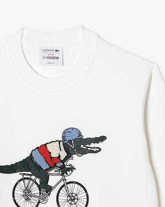 Sweatshirt femme Lacoste x Netflix loose fit molleton de coton biologique