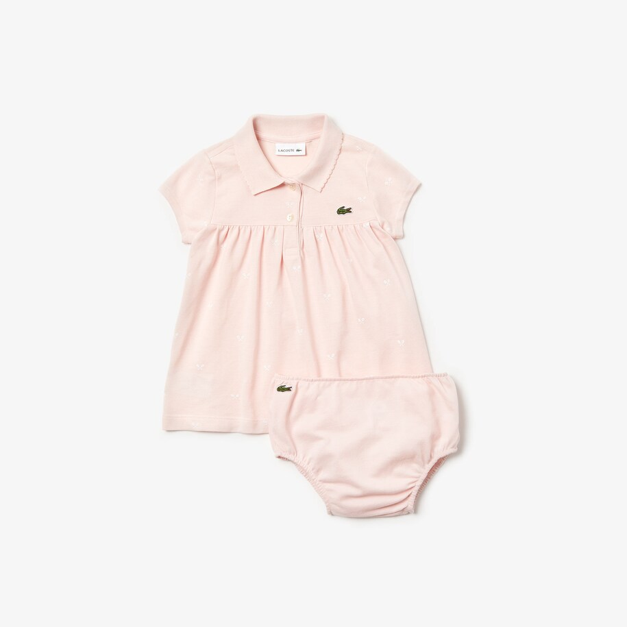 Girls Polo Dress Bloomers And Croc Plush Toy Baby Gift Set Lacoste
