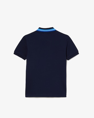 Kids' Stripe Collar Petit Piqu&eacute; Polo