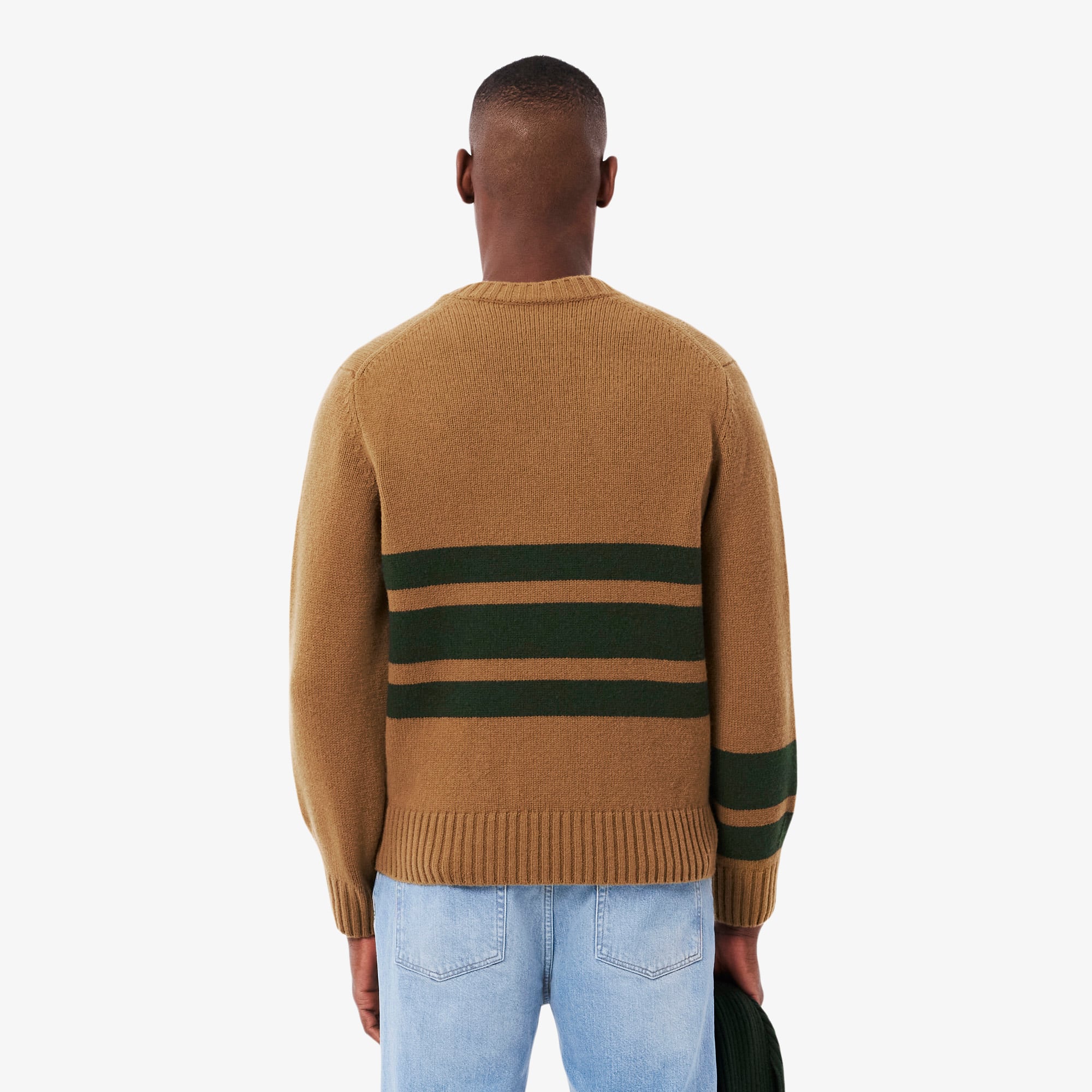 Men's Striped Wool V-Neck Sweater