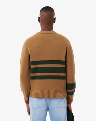 Men's Striped Wool V-Neck Sweater