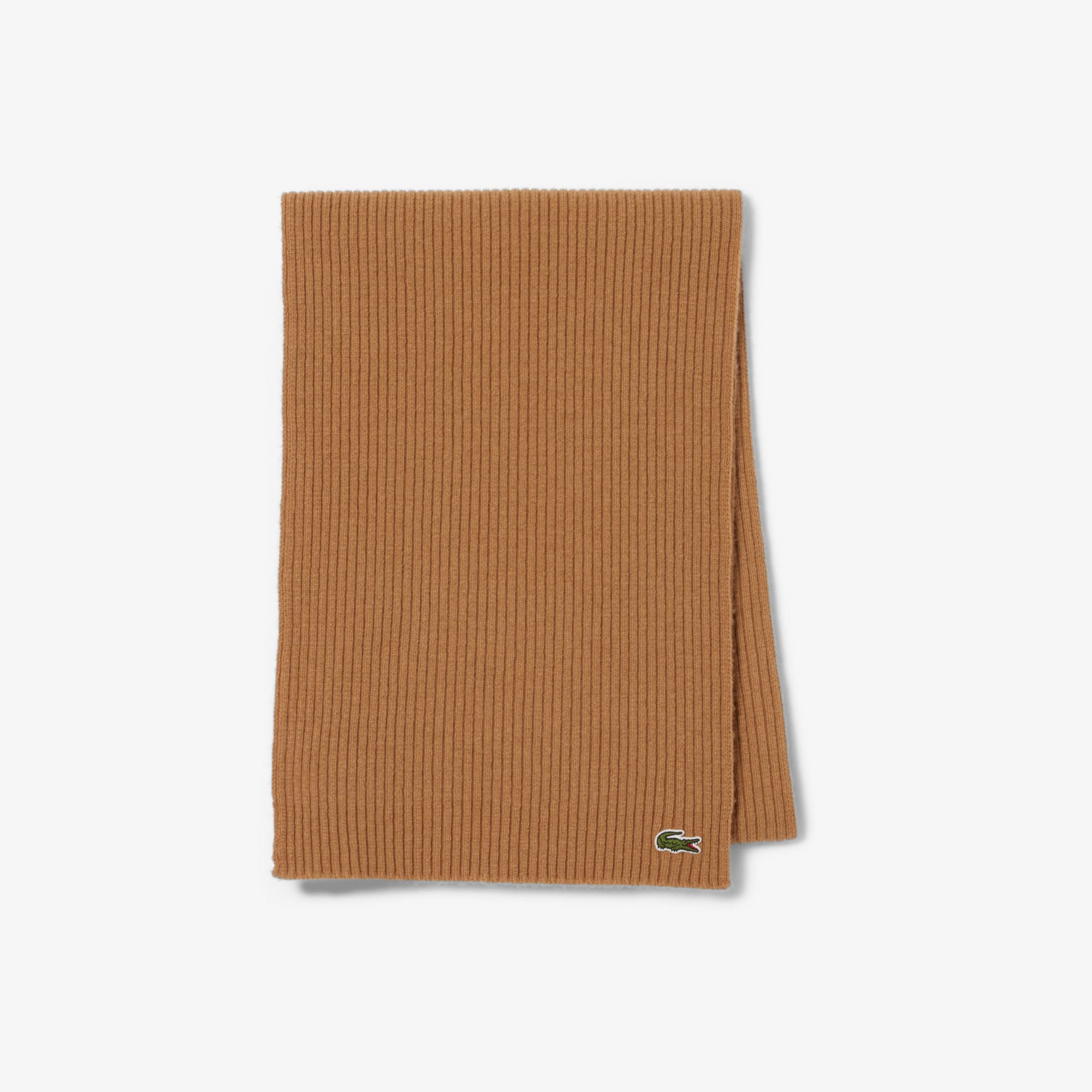 Lacoste Unisex Ribbed Wool Scarf - One Size In Brown