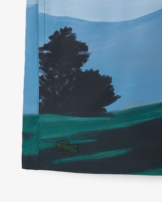 Men's Short Landscape Print Swim Trunks