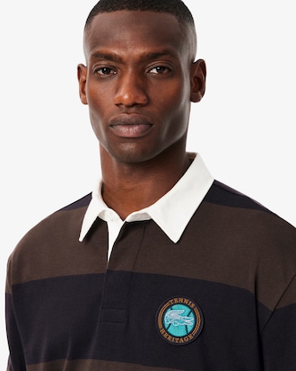 Men's Relaxed Fit Striped Rugby Polo