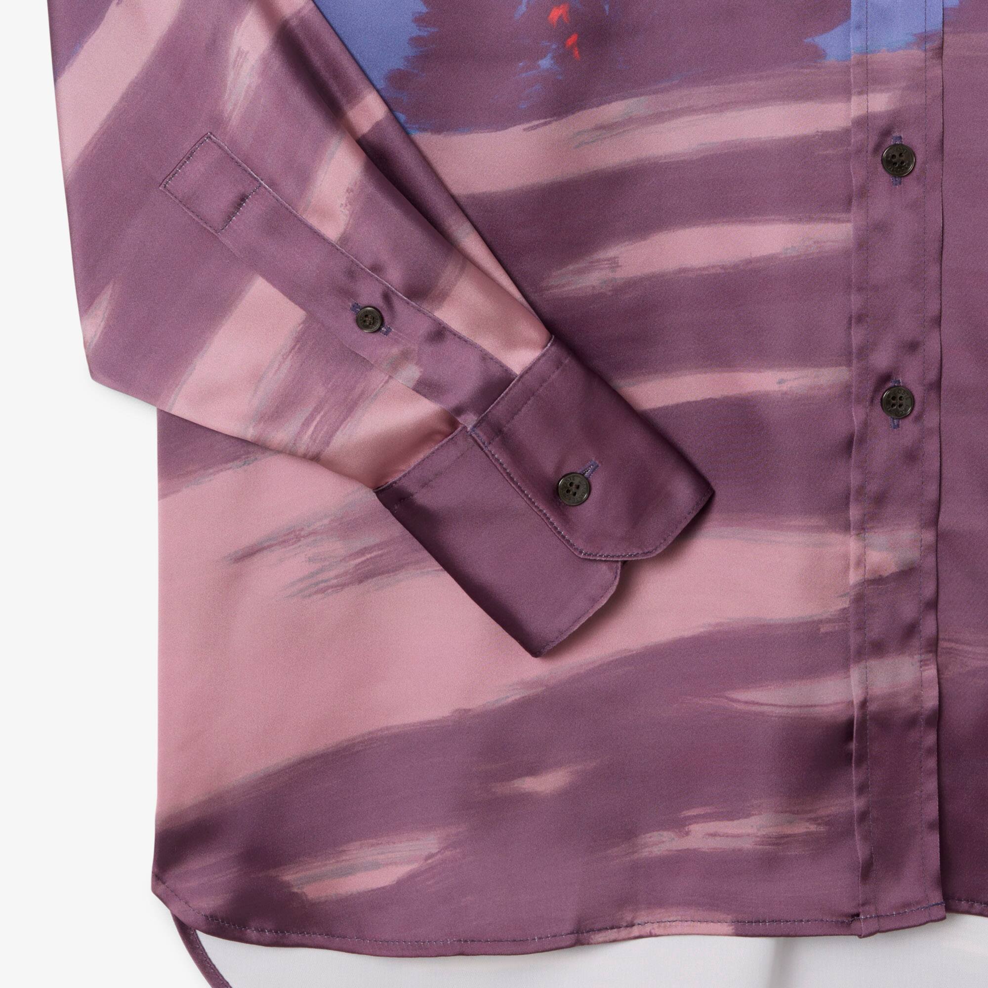 Women's Oversized Landscape Print Satin Shirt
