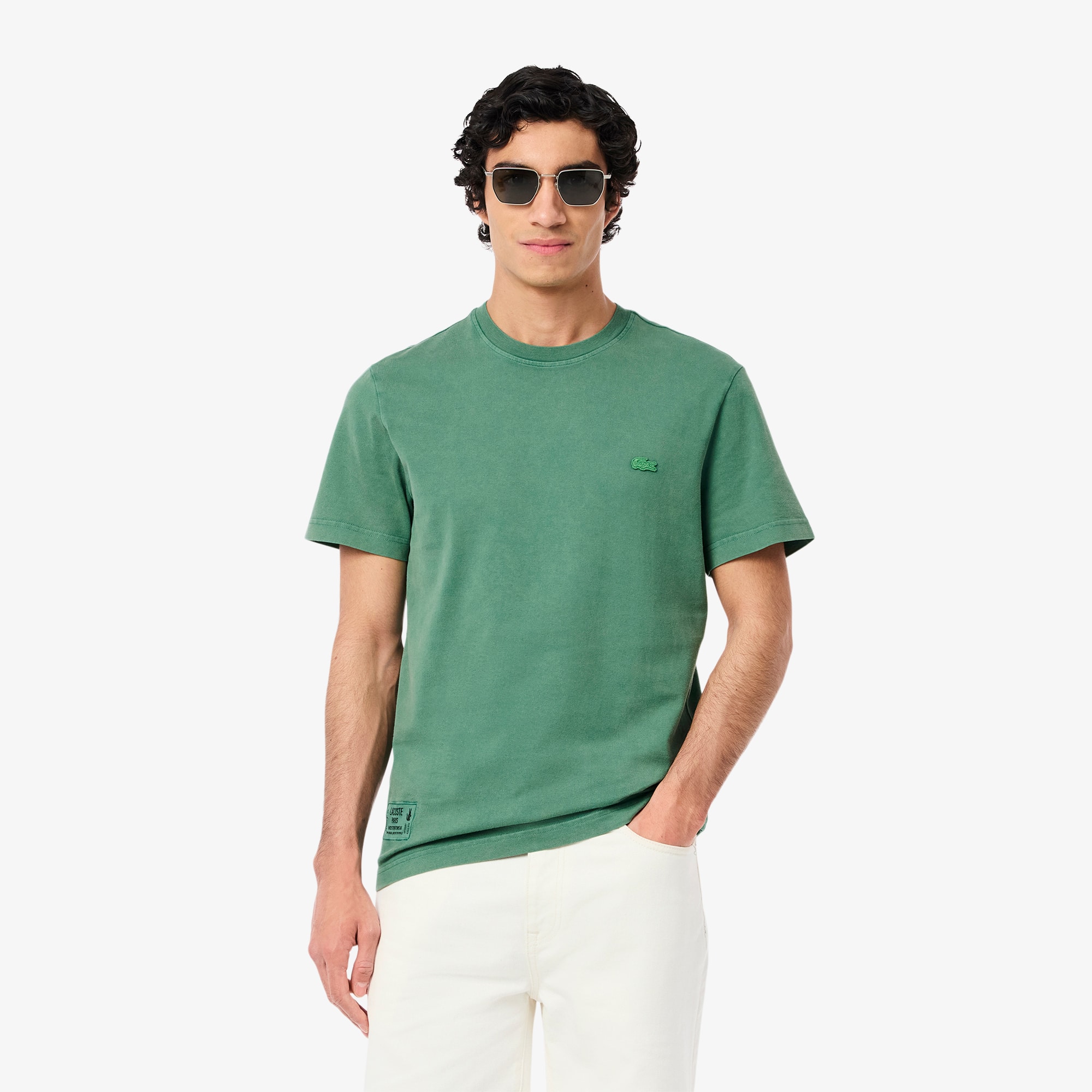 【送料&関税込】Lacoste Green T-shirt In Cotton Jersey Lacoste - Pima Cotton Jersey T-Shirt, V-Neck - Green – Shop