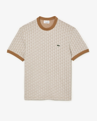 T-shirt regular fit en jacquard monogramm&eacute;